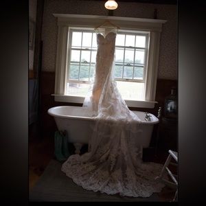 Wedding dress, champagne with ivory lace